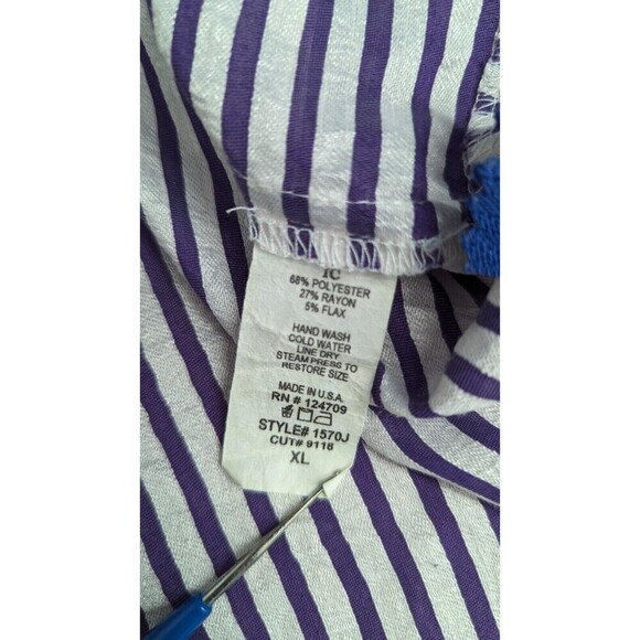 IC Connie K Striped‎ Lagenlook Zip Accents Button Front Casual Tunic Top XL - Picture 8 of 10